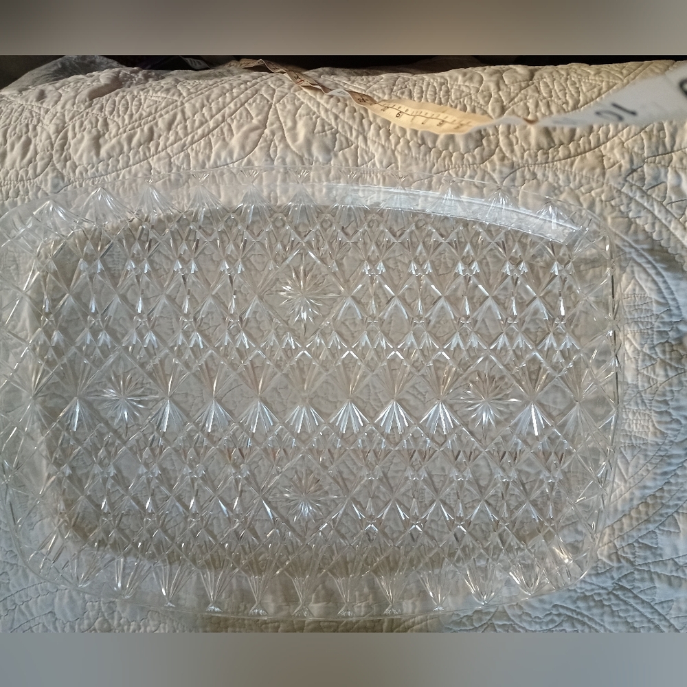 Vtg 1963 Trelawney Large Serving Tray Platter, Lucite, Atomic Starburst, 16"x22"